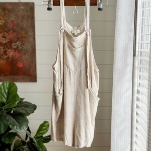 Umgee Cream Linen Cotton Romper Jumpsuit